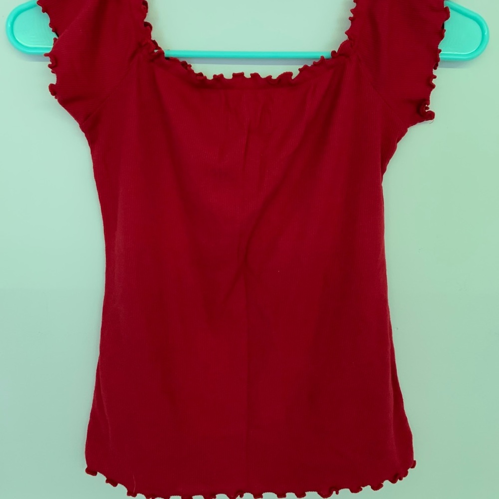 Red off the shoulder top - Picture 2 of 3